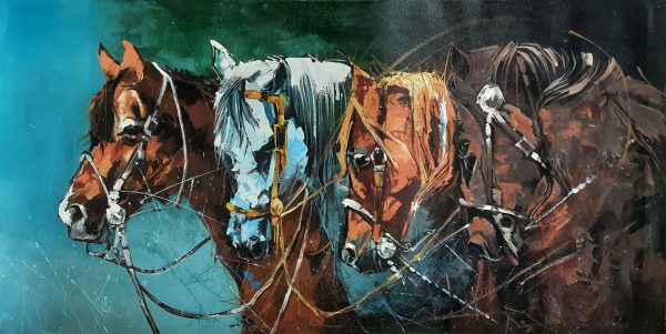 Oil Paint Horses Painting 2852