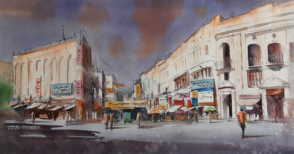 Water Color Cityscape Painting 2494