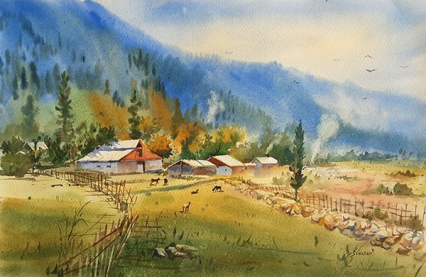 Water Color Landscape Painting 3865