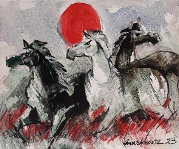 Acrylic Paint Horses Painting 4205