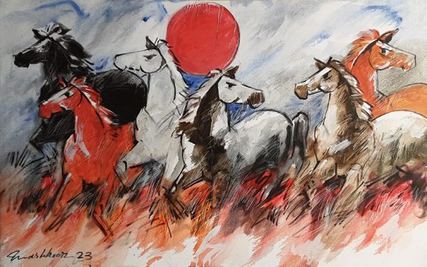 Acrylic Paint Horses Painting 4210