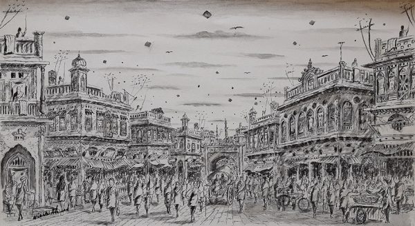 Pen & Ink Cityscape Painting 4561