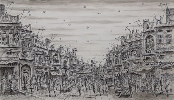 Pen & Ink Cityscape Painting 4568