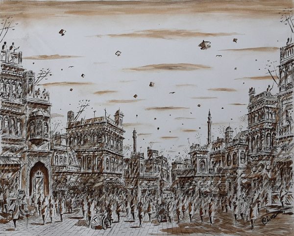 Pen & Ink Cityscape Painting 4618