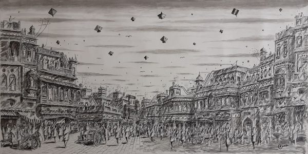 Pen & Ink Cityscape Painting 4625