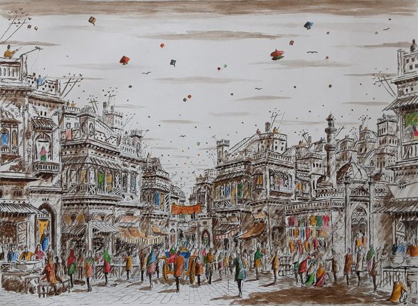 Pen & Ink Cityscape Painting 4628