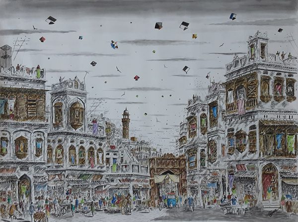 Pen & Ink Cityscape Painting 4831